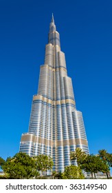 DUBAI, UAE - DECEMBER 28: View of Burj Khalifa tower in Dubai on December 28, 2015. Burj Khalifa is the tallest structure in the world (828 m)