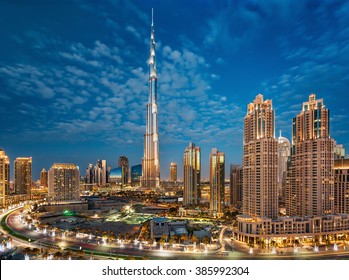 Dubai, UAE,  December 31, 2013 Burj Khalifa at the magical blue hour