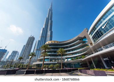 Dubai, UAE, December 5, 2020. Dubai Mall Fashion Avenue Exterior Design. 