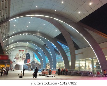 DUBAI, UAE - FEB 1: The newer Terminal 3 (Emirates) at Dubai International Airport, one of the busiest airports, on Feb 1, 2014. It is the single largest building in the world by floor space. 