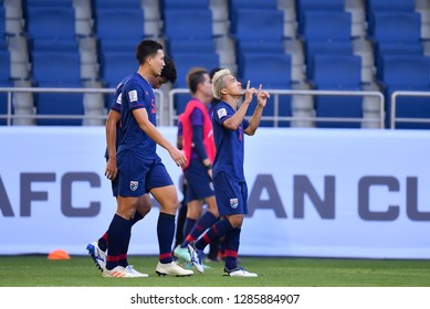 Dubai, UAE - Jan 10 2019: Goal Celebration Of Chanathip Songkrasin During AFC Asian Cup 2019 Between Thailand And Bahrain At  
Al-Maktoum Stadium In Dubai, UAE.