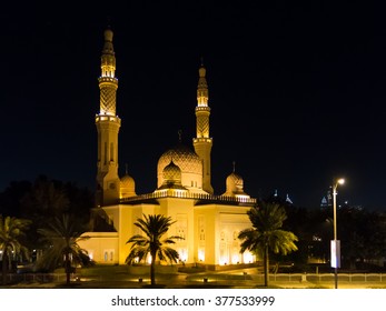 DUBAI, UAE - JAN 24, 2014: Jumeirah Mosque In Dubai, United Arab Emirates, At Night