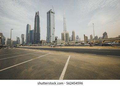 DUBAI, UAE - JANUARY 18, 2017 : Dubai skyline with Burj Khaleefa the tallest building over the horizon, United Arab Emirates, Middle East.