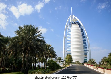 DUBAI, UAE - JANUARY 9: Burj Al Arab, also known as "Arab Sail" is built on a man made island and is also the worlds first seven stars luxury hotel, January 9, 2013 in Dubai, United Arab Emirates
