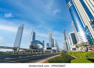 Dubai, UAE, June 24, 2021. Dubai museum from Sheikh Zayed road