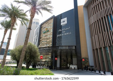 Dubai, UAE June 24,2020. Dubai Mall Entrance. Fashion Avenue Side. 