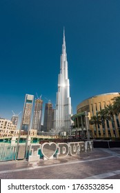 Dubai, UAE June 24,2020 panoramic view of Burj Khalifa and Dubai mall. Downtown Dubai. Futuristic architecture. 