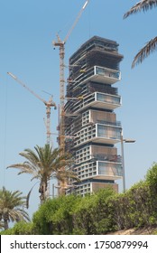 Dubai, UAE, June 3, 2020. Palm Jumeirah. Construction Of The Royal Atlantis Resort And Residence. 