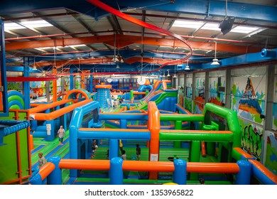 DUBAI, UAE, MARCH 2019: Air Maniax, Indoor Adventure Park