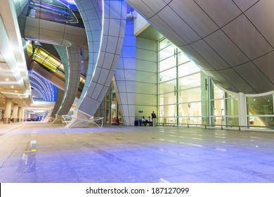 DUBAI, UAE - MARCH 24: Arches of terminal 3 at Dubai International Airport on March 24, 2014. This is the worlds largest airport terminal with over 1,713,000 m2 exclusively for Emirates airlines.