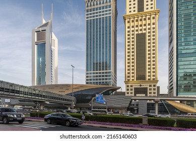 Dubai , UAE - March 5, 2022:  The Dubai International Financial Center ( DIFC ) is a special economic zone . Dubai Metro .