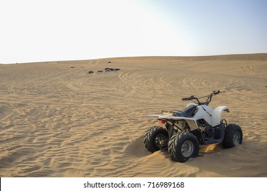 Dubai, UAE : May 2015, ATV Rides Are Offered To Tourists As Part Of The Desert Camp Experience.