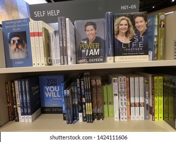 Dubai UAE May 2019 - Self Help Books displayed at a library, book store. Wide Variety Of Books For Sale. Joel Osteen, Osho