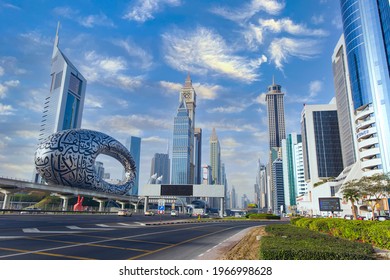 Dubai, UAE, May 3, 2021. Dubai Museum From Sheikh Zayed Road