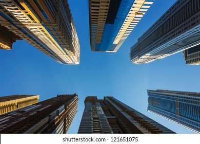 DUBAI, UAE - NOVEMBER 13: High rise buildings and streets in Dubai, UAE