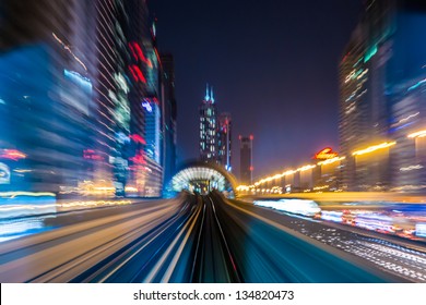 DUBAI, UAE - NOVEMBER 13: Dubai Metro as world's longest fully automated metro network (75 km). Planning the Dubai Metro began under directive of Sheikh Mohammed, taken on 13 November 2012 in Dubai