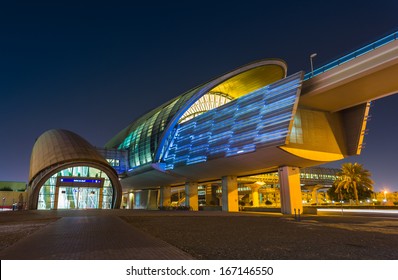 DUBAI, UAE - NOVEMBER 2: Dubai Metro as world's longest fully automated metro network (75 km) on November 2, 2013, Dubai, UAE.