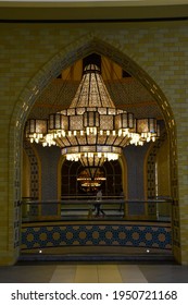 Dubai, UAE - October 10, 2017: Large Chandelier Inside Ibn Battuta Shopping Mall In Dubai.