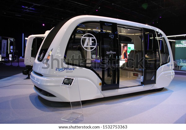 Dubai, UAE - October 15-16, 2019: The 2-day\
Dubai World Congress for Self-Driving Transport raises public\
awareness of modern and future transport while showcasing the\
future of self-driving\
vehicles.