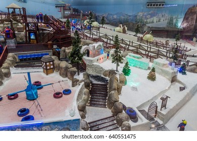 DUBAI, UAE - OCTOBER 21, 2016: View Of Ski Dubai, Indoor Ski Resort.