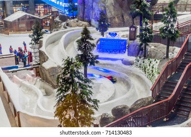 DUBAI, UAE - OCTOBER 21, 2016: View Of Ski Dubai, Indoor Ski Resort.