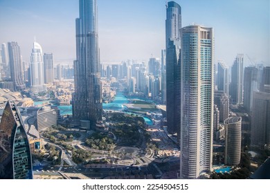 Dubai, UAE - September 2, 2022: Burj Khalifa and Dubai downtown view including fountains and shopping mall - Shutterstock ID 2254504515