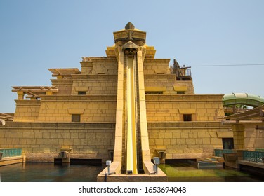 Dubai, UAE, United Arab Emirates - 28 May, 2019: Slide Tower At Atlantis Adventure Park 