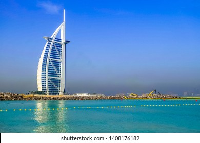 Dubai, UAE-May 9, 2019 ; The world's first seven stars luxury hotel Burj Al Arab in Dubai.