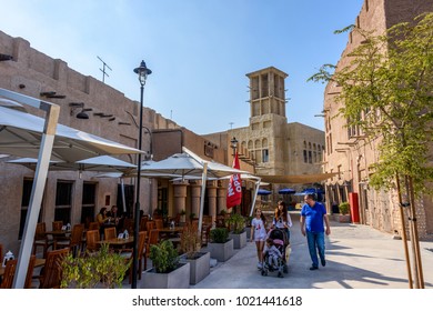 Dubai, United Arab Emirates, 09-Feb-2018: Al Seef Is The New Place For Walking, Food And The View Of Old Dubai.