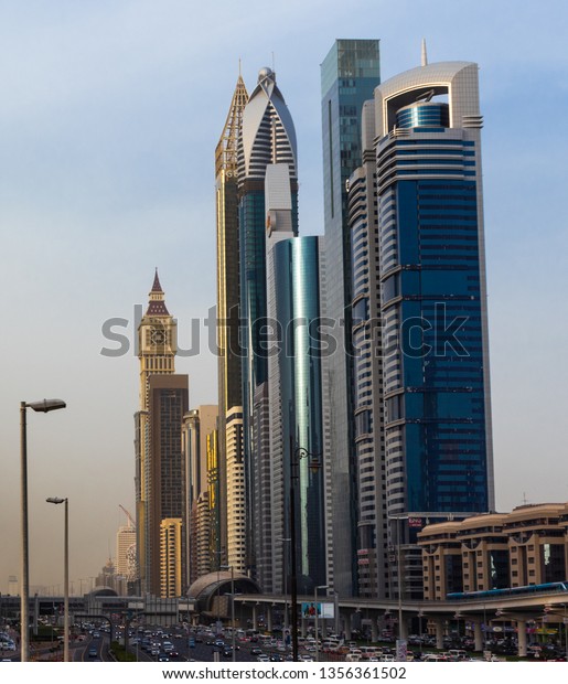 Dubai, United Arab
Emirates; 1 April 2019; commercial and residential towers,
cityscape view; 
Downtown