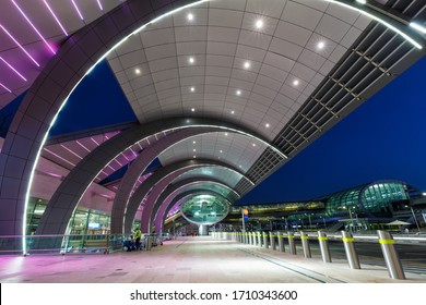 Dubai, United Arab Emirates – 21. February 2018: Terminal 3 Nightshot at Dubai International airport (DXB) in the United Arab Emirates.