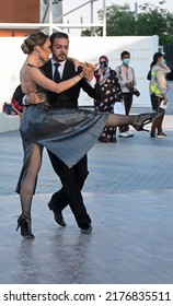 Dubai, United Arab Emirates - 29 Nov 2021: Argentinian performers dancing tango at EXPO-2020.