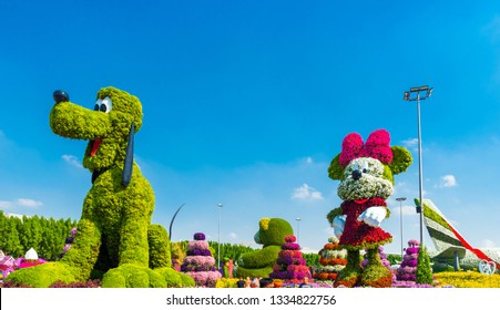 DUBAI, UNITED ARAB EMIRATES - DECEMBER 13, 2018: Disney Characters In Dubai Miracle Garden