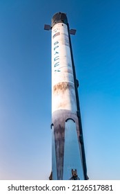 Dubai, United Arab Emirates - February 14, 2022: Falcon 9 Space X, Reusable Two-stage-to-orbit Medium-lift Launch Vehicle Displayed At Expo 2020 Dubai.