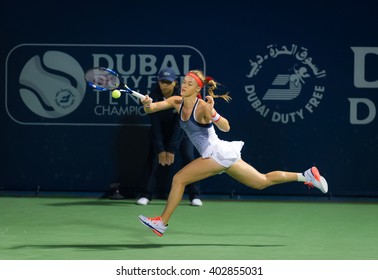 DUBAI, UNITED ARAB EMIRATES - FEBRUARY 15 : Anna Schmiedlova In Action At The 2016 Dubai Duty Free Tennis Championships