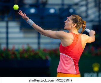 DUBAI, UNITED ARAB EMIRATES - FEBRUARY 15 : Andrea Petkovic In Action At The 2016 Dubai Duty Free Tennis Championships