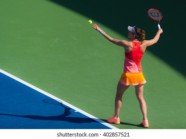 DUBAI, UNITED ARAB EMIRATES - FEBRUARY 18 : Andrea Petkovic In Action At The 2016 Dubai Duty Free Tennis Championships