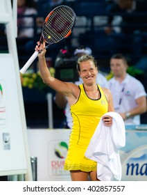 DUBAI, UNITED ARAB EMIRATES - FEBRUARY 18 : Barbora Strycova In Action At The 2016 Dubai Duty Free Tennis Championships