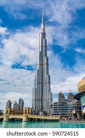 Dubai, United Arab Emirates - February 6 - View of Burj Khalifa on a beautiful day on February 6, 2017.