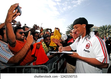 DUBAI, UNITED ARAB EMIRATES: JANUARY 03, 2008: AC Milan's Brazilian Football Player Ronaldinho Signs Autograph To The Fans, At The Al Nasr Soccer Stadium, During The AC Milan Training Camp, In Dubai.