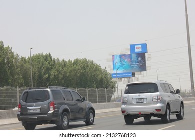 Dubai, United Arab Emirates - March 6, 2022: Large Outdoor Digital Advertising Billboard Displays A Marketing Campaign In Dubai City Where It Is Viewed Daily By Thousands Of Highway Motorists.