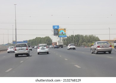 Dubai, United Arab Emirates - March 6, 2022: Large Outdoor Digital Advertising Billboard Displays A Marketing Campaign In Dubai City Where It Is Viewed Daily By Thousands Of Highway Motorists.