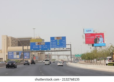 Dubai, United Arab Emirates - March 6, 2022: Large Outdoor Digital Advertising Billboard Displays A Marketing Campaign In Dubai City Where It Is Viewed Daily By Thousands Of Highway Motorists.