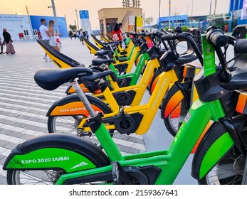 Dubai, United Arab Emirates- March 6, 2022: Expo Bike Ride used to rent to visit expo 2020 dubai powered by Careem is a bicycle sharing service