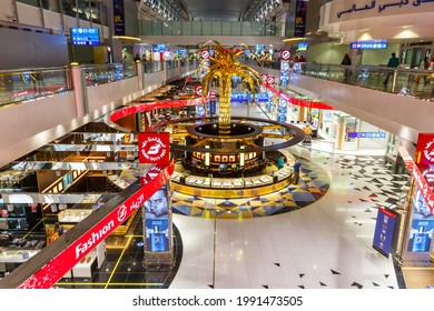 Dubai, United Arab Emirates - May 28, 2021: Terminal Concourse C at Dubai airport (DXB) in the United Arab Emirates.