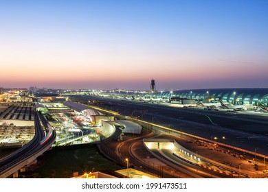 Dubai, United Arab Emirates - May 27, 2021: Overview of Dubai airport (DXB) in the United Arab Emirates.