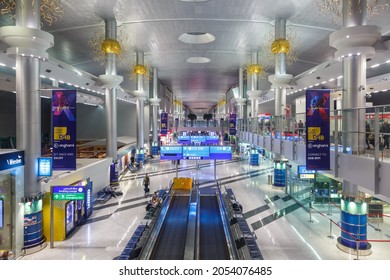 Dubai, United Arab Emirates - May 21, 2021: International Airport Terminal Concourse C at Dubai airport (DXB) in the United Arab Emirates.