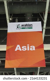 Dubai, United Arab Emirates - May 9, 2022: Official Signage Branding At 'Arabian Travel Market 2022' International Trade Show For The Global Travel And Tourism Industry, At Dubai World Trade Centre.  