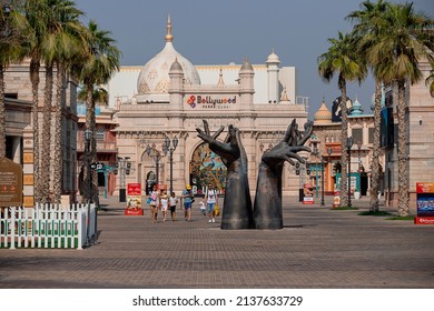 DUBAI; UNITED ARAB EMIRATES - November 05; 2021: Entrance to the Bollywood in Dubai Parks And Resorts