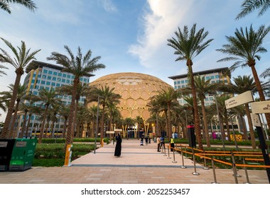 Dubai, United Arab Emirates - October 3, 2020: Al Wasl Plaza dome at the Dubai EXPO 2020 in the United Arab Emirates designed as a central hub for the exposition bringing everything together
